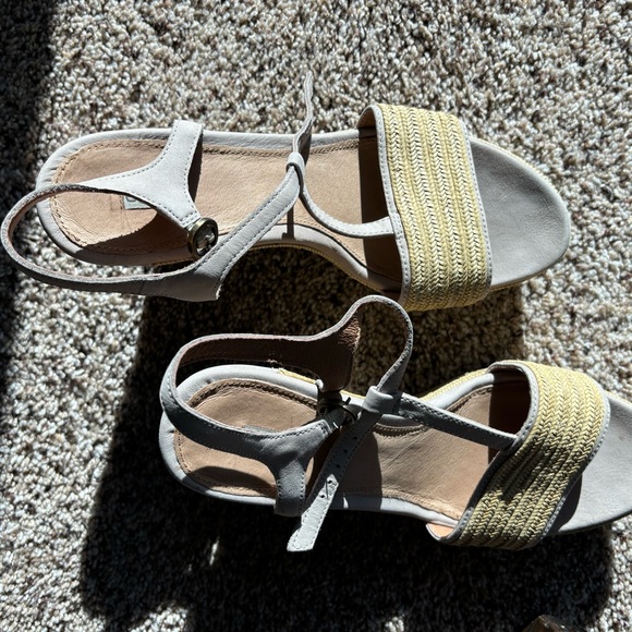 UGG Australia Fitchie Platform Wedge Sandals T-STRAP Oyster Tan beige Si… - Picture 8 of 10